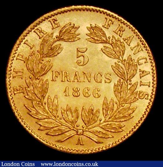 London Coins : A162 : Lot 1658 : France 5 Francs Gold 1866A KM#803.1 AU/UNC