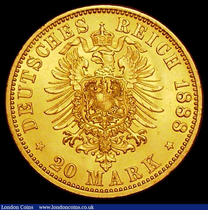London Coins : A162 : Lot 1659 : German States - Prussia 20 Marks 1888A KM#505 A/UNC