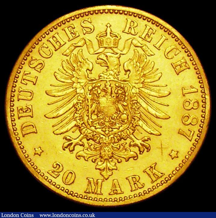 London Coins : A162 : Lot 1660 : German States - Prussia 20 Marks Gold 1887A NVF/VF with a small x-shaped scratch in the reverse fiel...