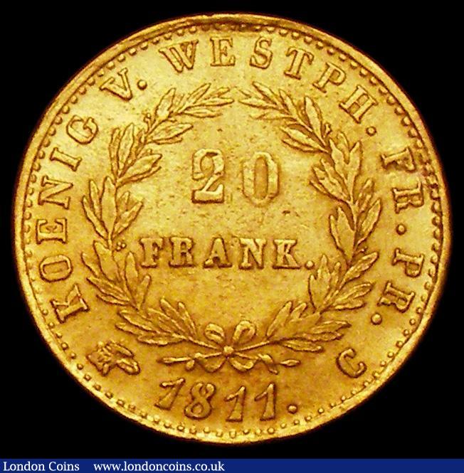 London Coins : A162 : Lot 1664 : German States - Westphalia 1811C 20 Frank KM#103 VF with some traces on the edge and rim of once bei...