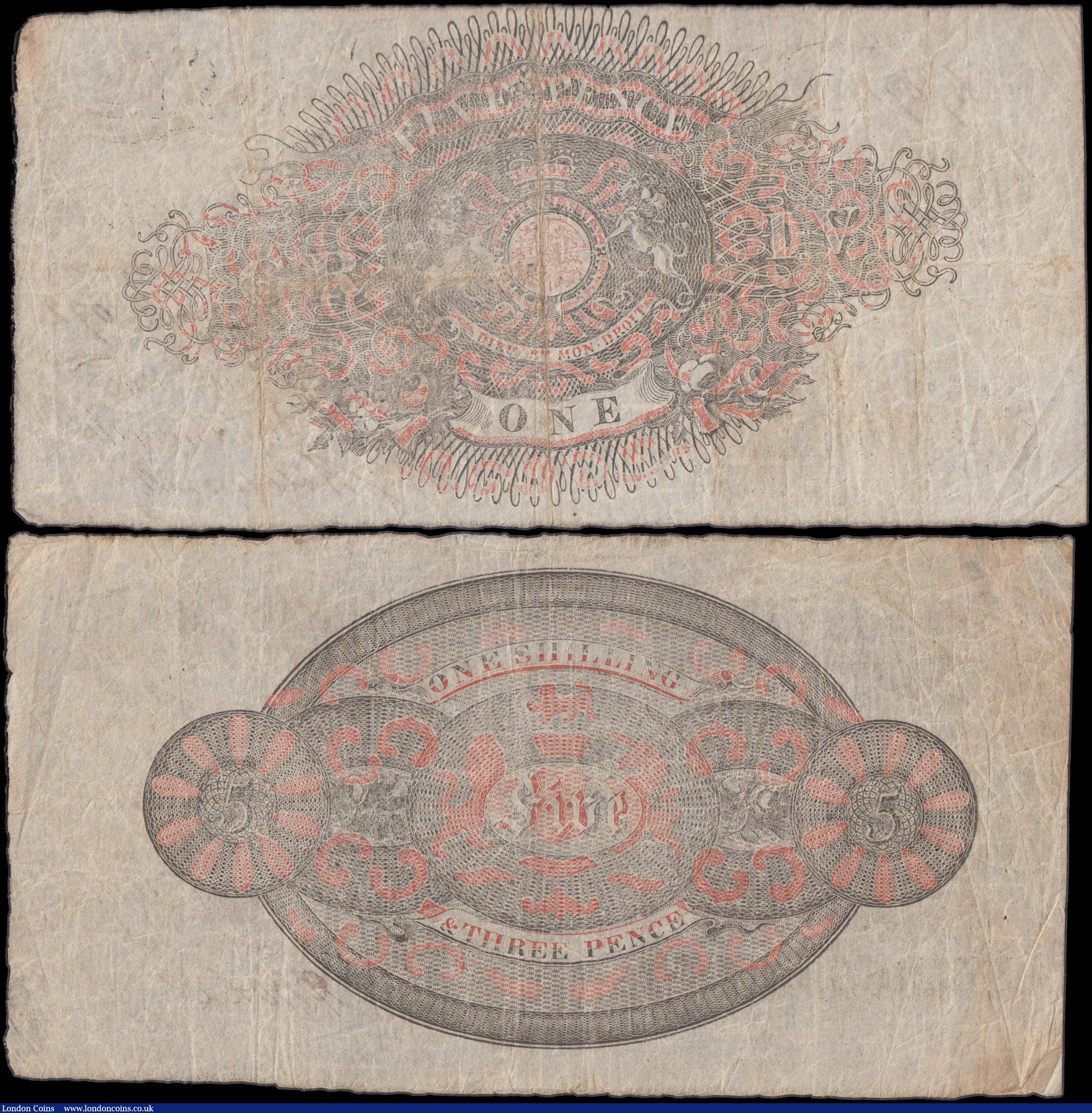 London Coins : A162 : Lot 167 : England Provincial notes (2), Plymouth-Dock Bank, Devonshire 5 Pounds dated 1st September 1923 serie...