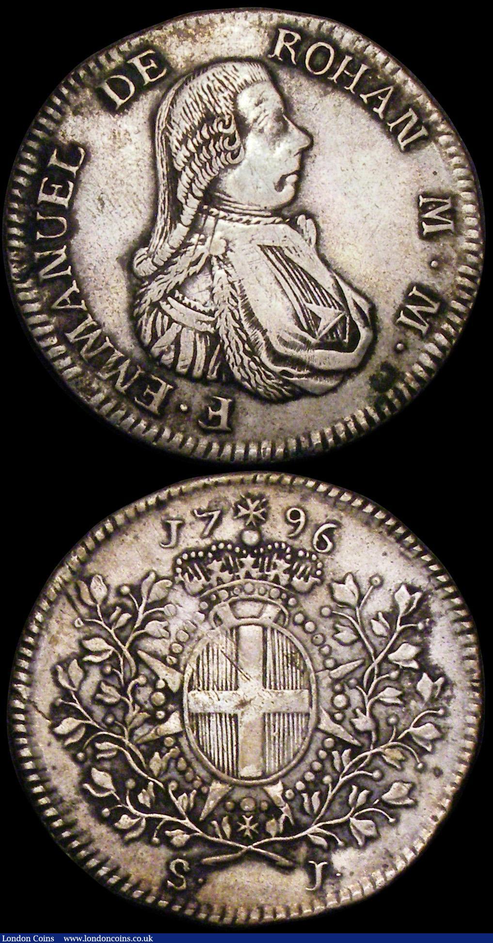 London Coins : A162 : Lot 1676 : Malta (2) 15 Tari 1798 KM#344 Fine/Good Fine the reverse with light adjustment lines, Scudo 1796 KM#...