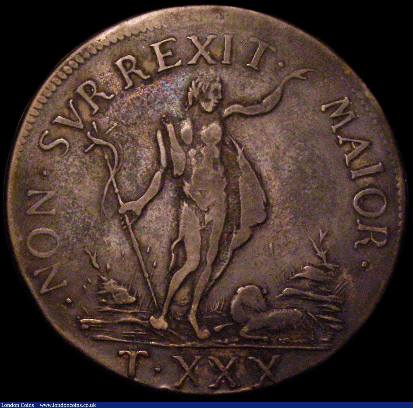 London Coins : A162 : Lot 1683 : Malta 30 Tari 1761 Banner hanging from cross in right hand KM#260 VF with old grey tone, the reverse...