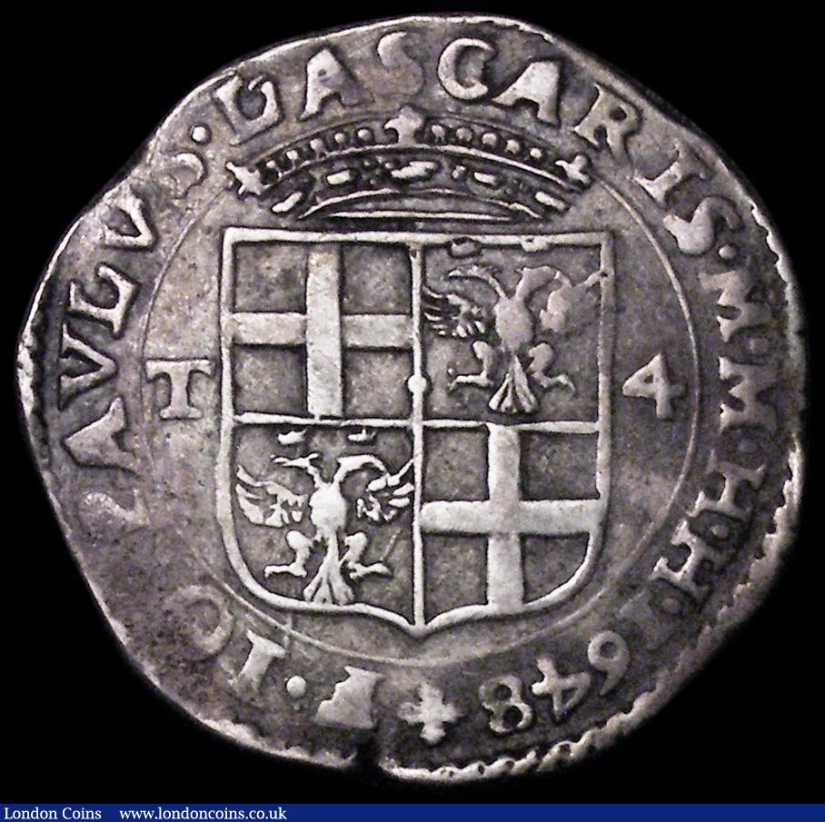 London Coins : A162 : Lot 1688 : Malta 4 Tari 1648 KM#69 Reverse: Crowned Arms of Lascaris Good Fine with an edge nick between 6 and ...