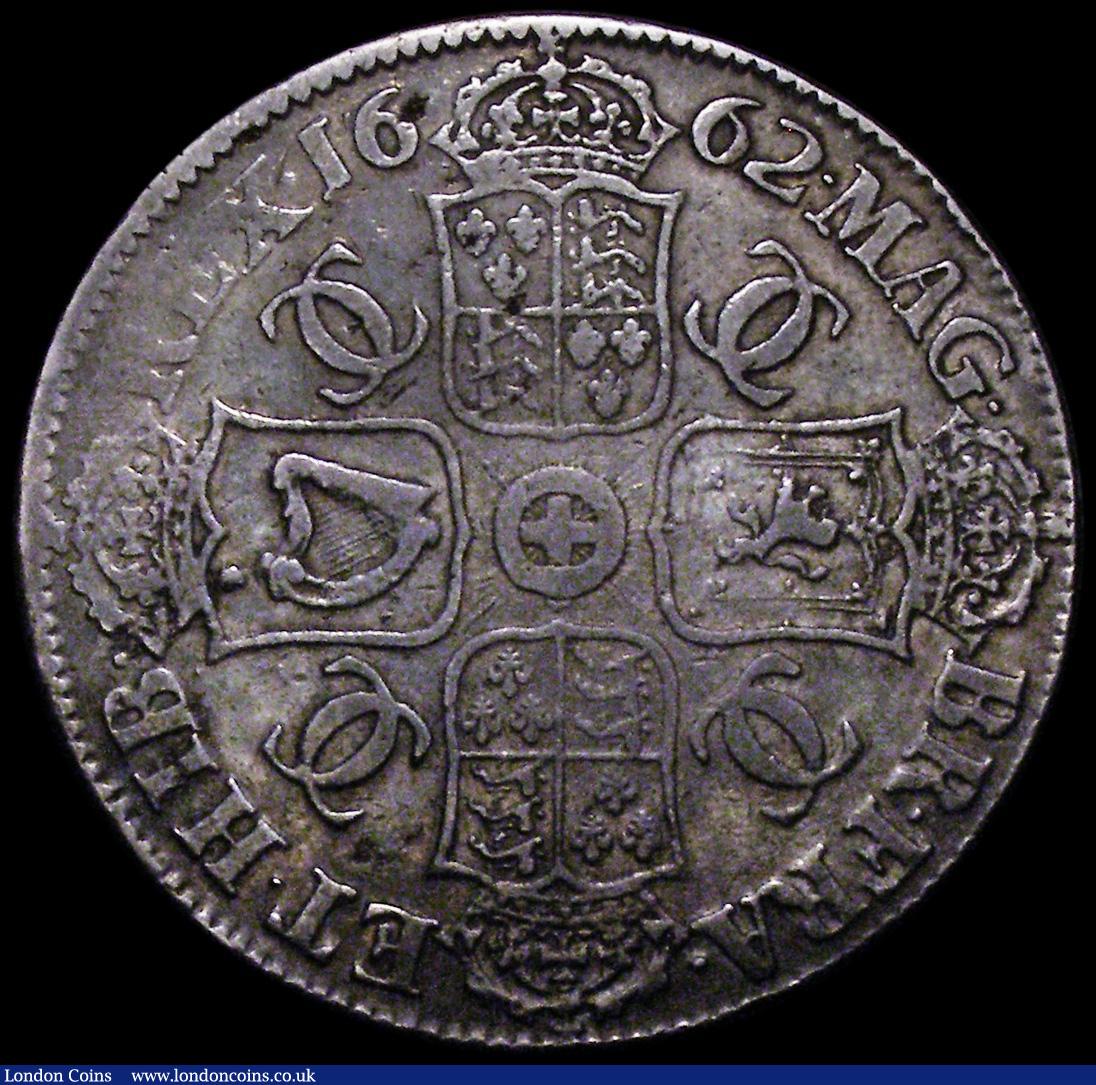 London Coins : A162 : Lot 1706 : Crown 1662 No Rose, No date on edge, die axis upright (en medaille) 11 Harp Strings, Unlisted by the...