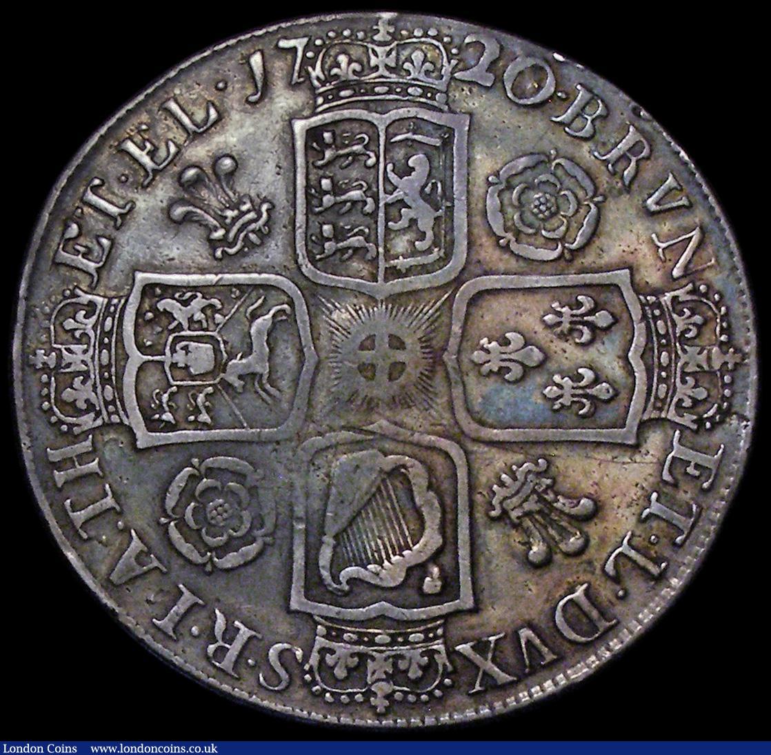 London Coins : A162 : Lot 1719 : Crown 1720 20 over 18 ESC 113, Bull 1543 Near Fine/Fine, toned