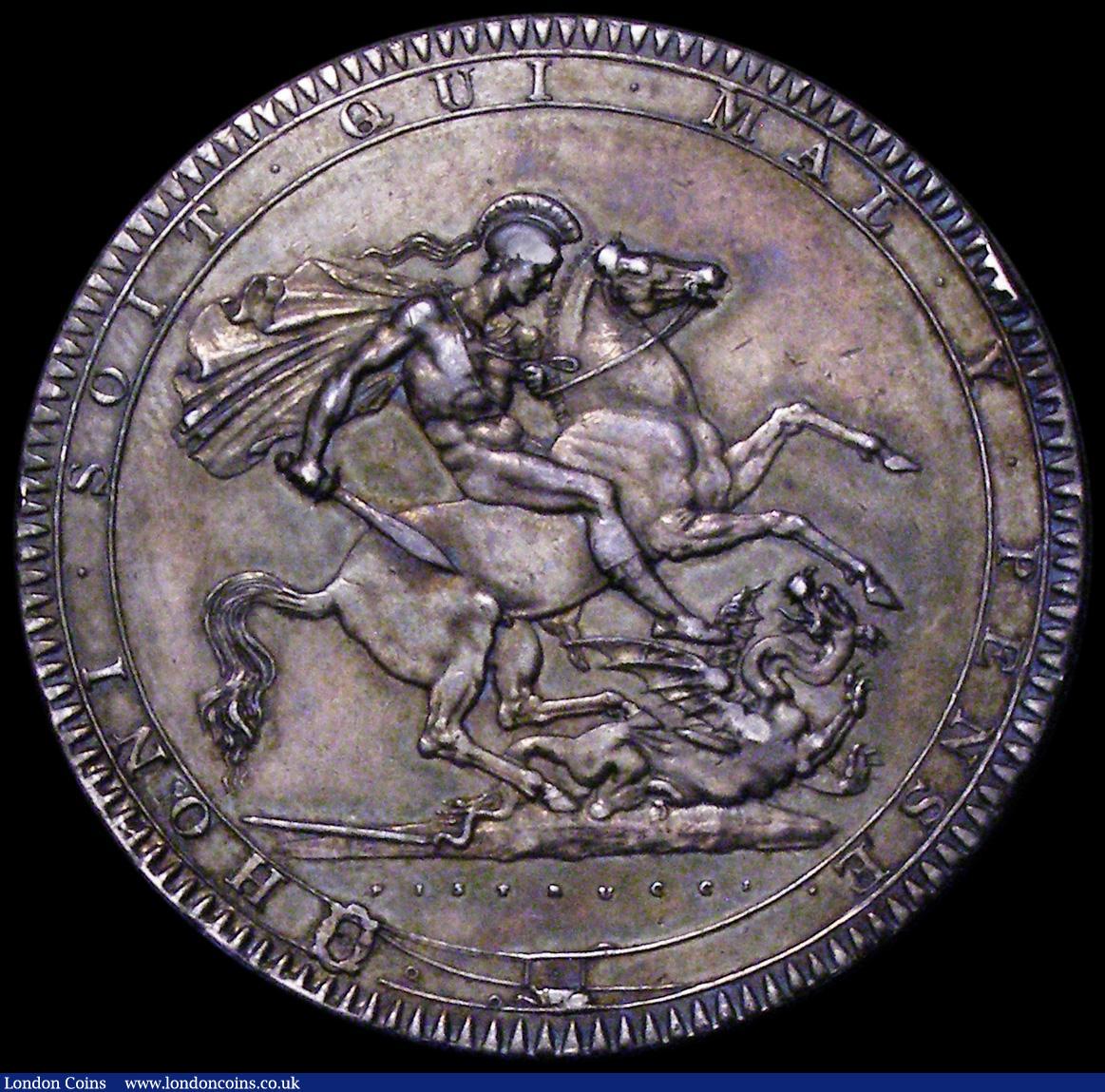 London Coins : A162 : Lot 1726 : Crown 1819 LIX ESC 215 GVF toned, the obverse with some contact marks