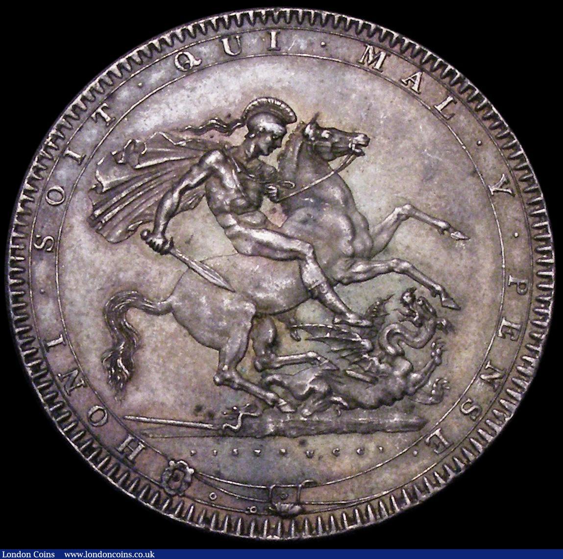 London Coins : A162 : Lot 1728 : Crown 1820 LX ESC 219, Bull 2016 EF and attractively toned, Ex-Sussex Coin Co.Ltd 