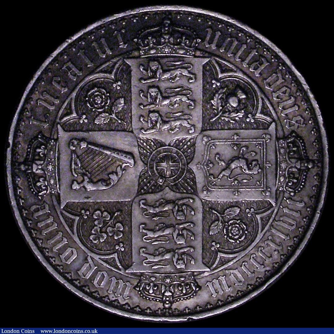 London Coins : A162 : Lot 1731 : Crown 1847 Gothic UNDECIMO ESC 288, Bull 2571 GVF with a scratch on the obverse