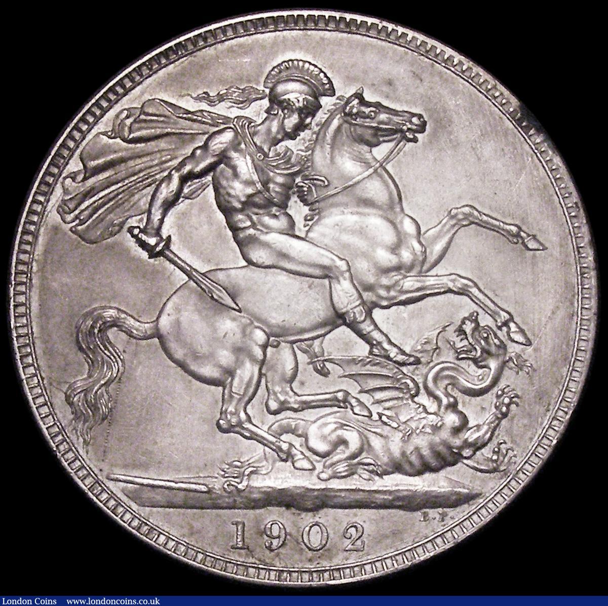 London Coins : A162 : Lot 1735 : Crown 1902 ESC 361, Bull 3560 EF with a slightly uneven tone, some thin scratches and small edge nic...