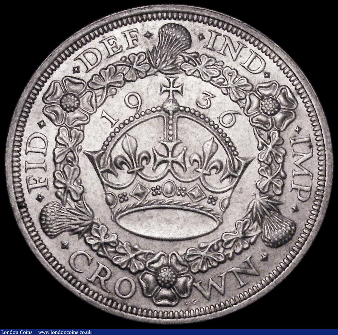 London Coins : A162 : Lot 1741 : Crown 1936 ESC 381, Bull 3649 NEF/EF the obverse with a small flan flaw and some contact marks, some...