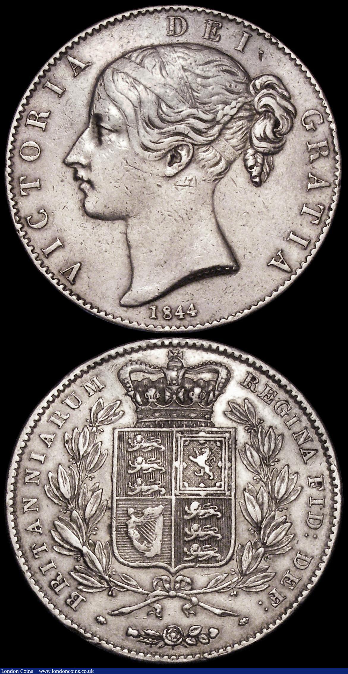 London Coins : A162 : Lot 1746 : Crowns (2) 1820 LX ESC 219, Bull 2016 VF/GVF, Ex-Glendinings February 1977, 1844 Cinquefoil stops on...