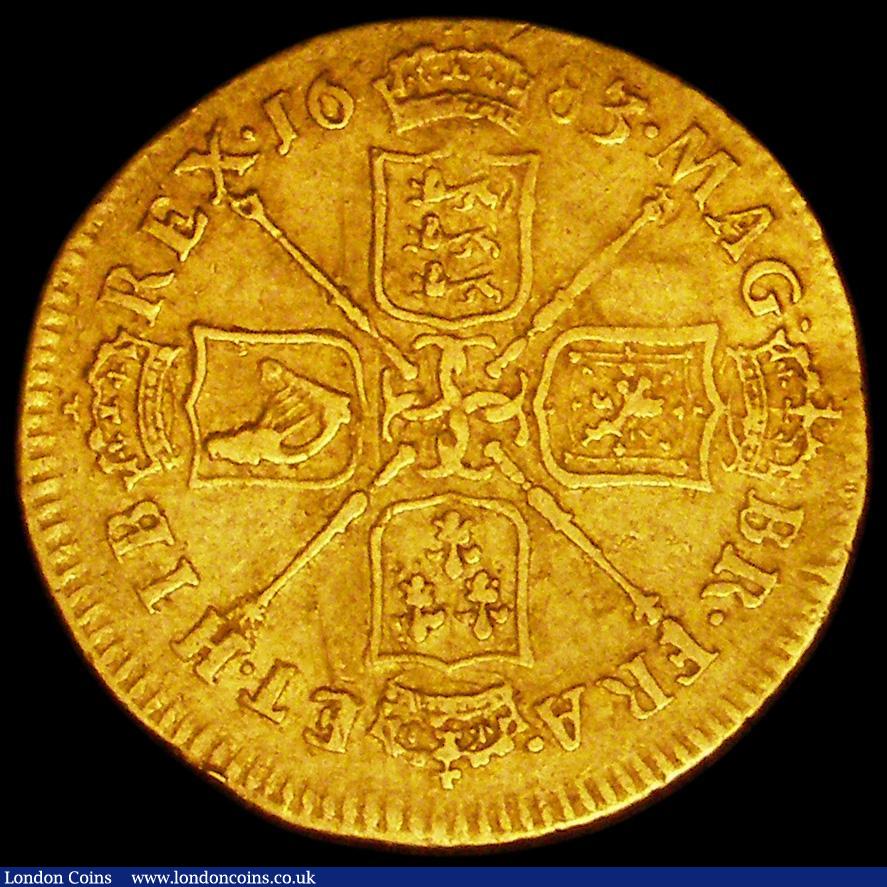 London Coins : A162 : Lot 1755 : Guinea 1683 S.3344 About Fine with a small dig in the field by GRATIA