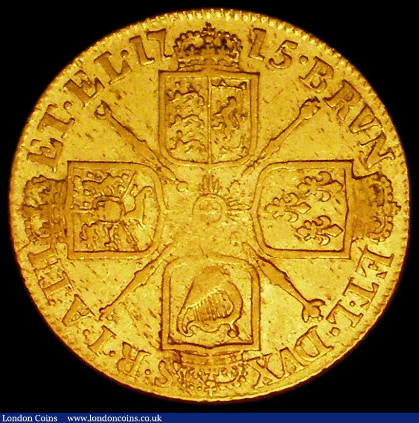 London Coins : A162 : Lot 1759 : Guinea 1715 Second Laureate Head S.3629  VG/approaching Fine with a slight weakness in the centre of...