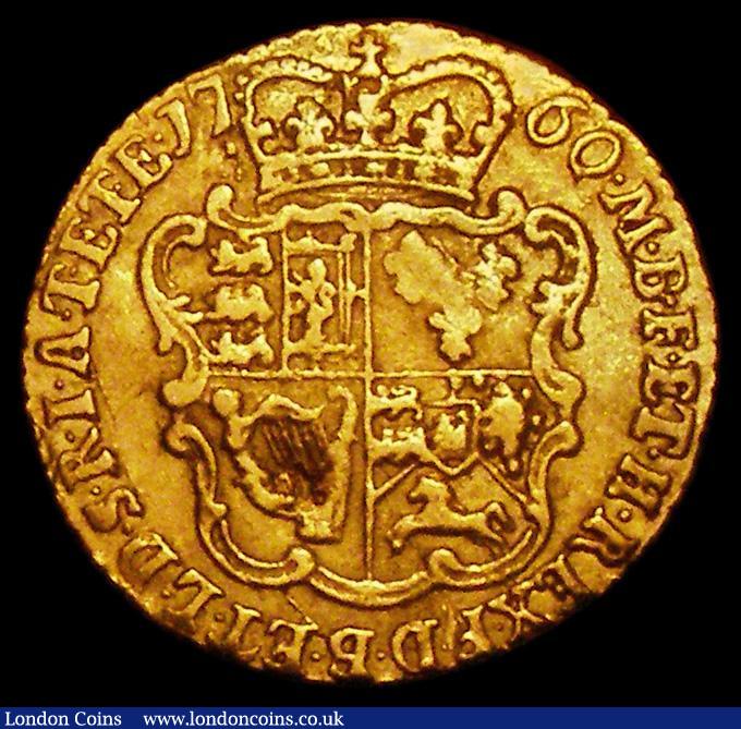 London Coins : A162 : Lot 1804 : Half Guinea 1760 S.3685 Fine, lightly creased