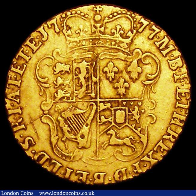 London Coins : A162 : Lot 1805 : Half Guinea 1777 S.3734 Good Fine with an old x-shaped scratch on the reverse