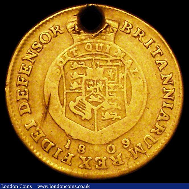 London Coins : A162 : Lot 1819 : Half Guinea 1809 S.3737 holed, VG ex-jewellery