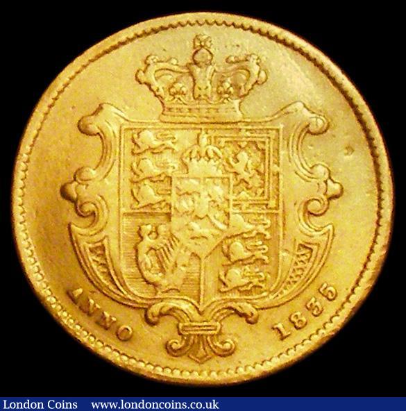 London Coins : A162 : Lot 1829 : Half Sovereign 1835 Marsh 411 VF/GF Ex-Jewellery, the edges with the full milling intact, strong mag...