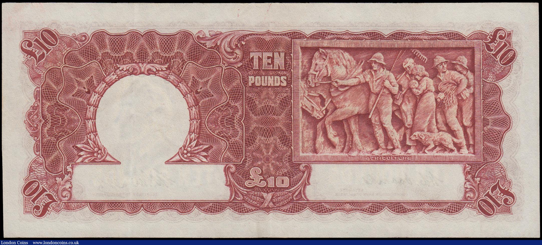 London Coins : A162 : Lot 183 : Australia 10 Pounds issued 1949 series V/18 539510, portrait King George VI at centre, signed Coombs...