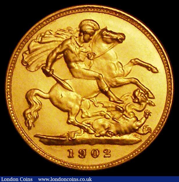 London Coins : A162 : Lot 1834 : Half Sovereign 1902 Matt Proof S.3974A nFDC/UNC the reverse with a contact marks on the horse