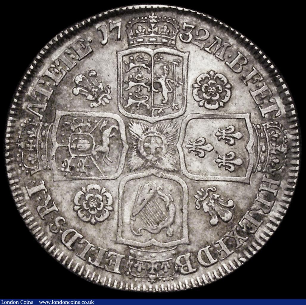 London Coins : A162 : Lot 1852 : Halfcrown 1732 Roses and Plumes ESC 596, Bull 1675 VF