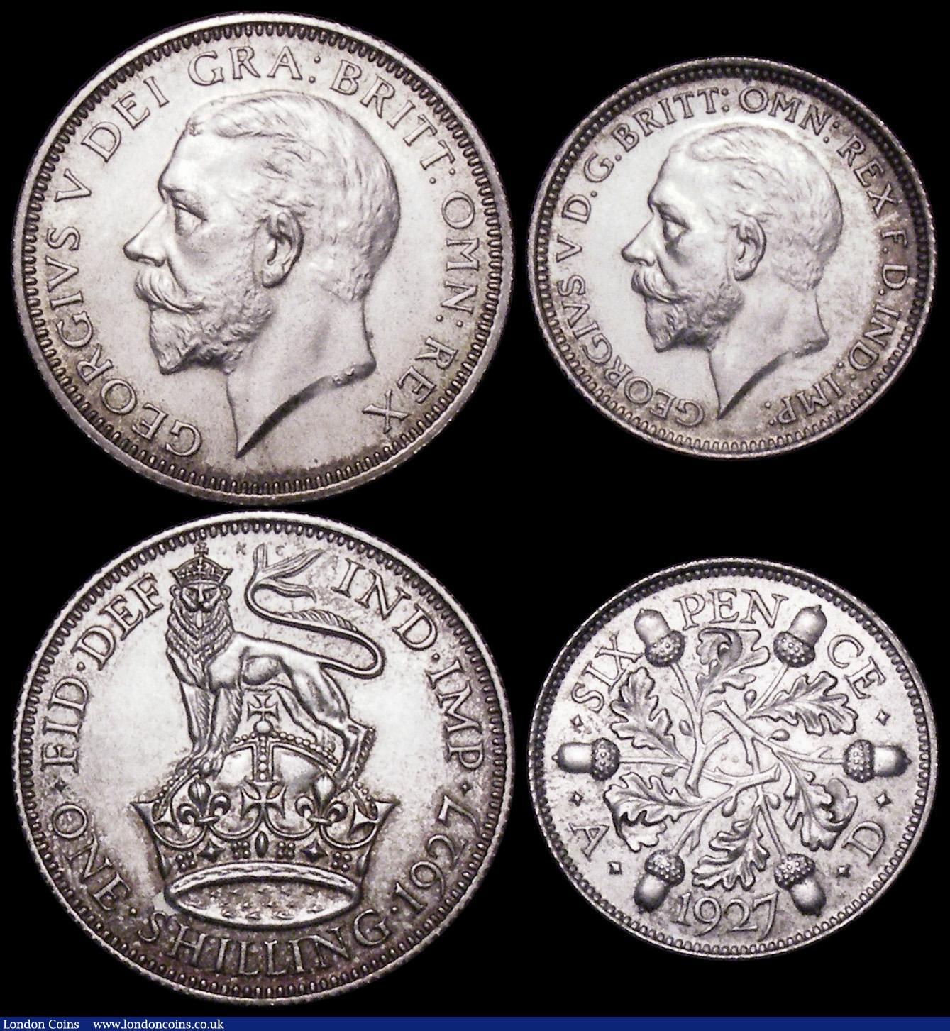 London Coins : A162 : Lot 1857 : Halfcrown 1927 Proof ESC 775, Bull 3730 UNC, Shilling 1927 Proof ESC 1440, Bull 3830 Lustrous UNC , ...