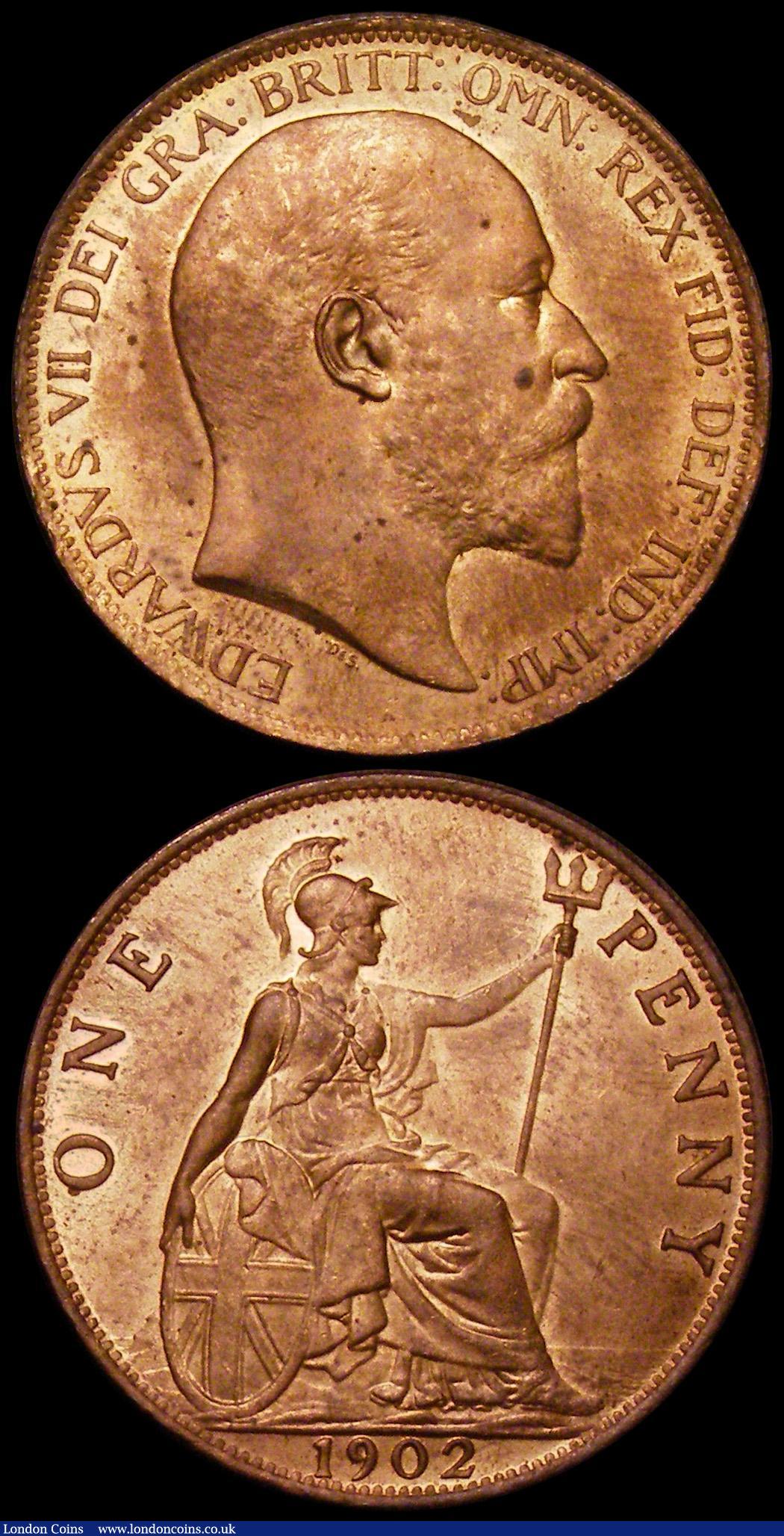 London Coins : A162 : Lot 1874 : Pennies (2) 1902 Low Tide Freeman 156 dies 1+A UNC and lustrous with a few small spots on the obvers...
