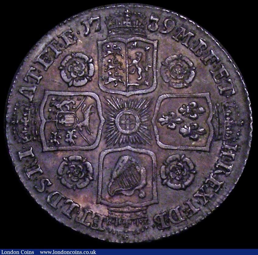 London Coins : A162 : Lot 1890 : Shilling 1739 Roses ESC 1201, Bull 1716 NEF and nicely toned