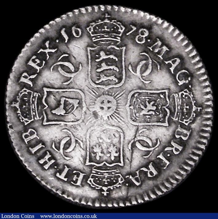London Coins : A162 : Lot 1902 : Sixpence 1678 8 over 7, G of MAG struck over an O or D, ESC 1517, Bull 573 VF/About VF with an old t...