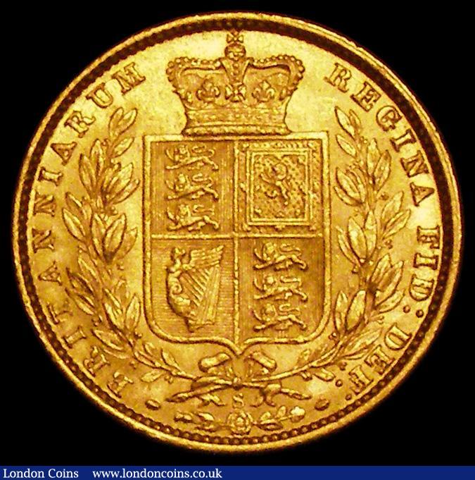 London Coins : A162 : Lot 1953 : Sovereign 1877S Shield Reverse Marsh 73 About EF/EF the obverse with some contact marks