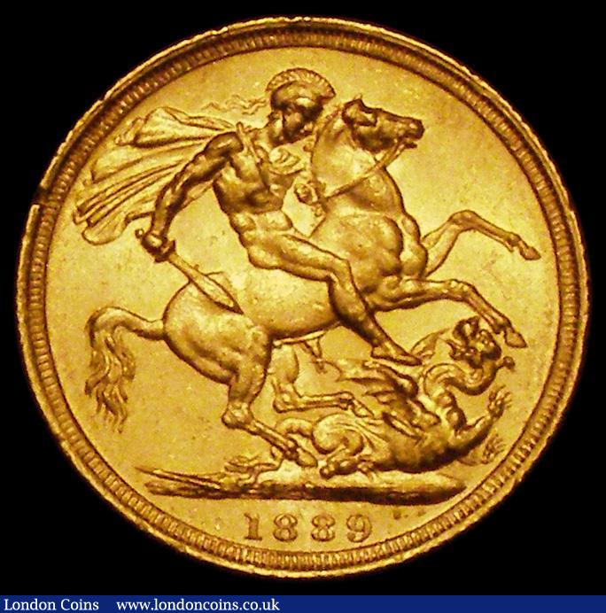 London Coins : A162 : Lot 1961 : Sovereign 1889S G: of D:G: closer to the crown S.3868B GVF/NEF with an edge nick