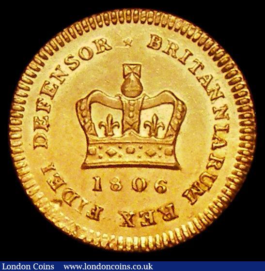 London Coins : A162 : Lot 1995 : Third Guinea 1806 S.3740 EF or near so and lustrous with some contact marks