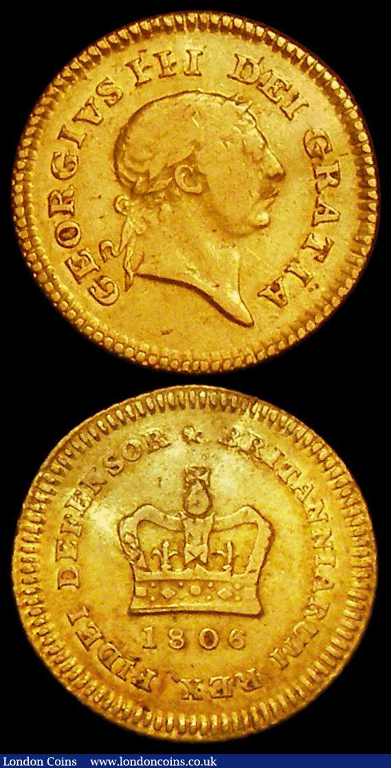 London Coins : A162 : Lot 1998 : Third Guineas (2) 1802 S.3740 About Fine with some thin scratches on the obverse, 1806 S.3740 About ...