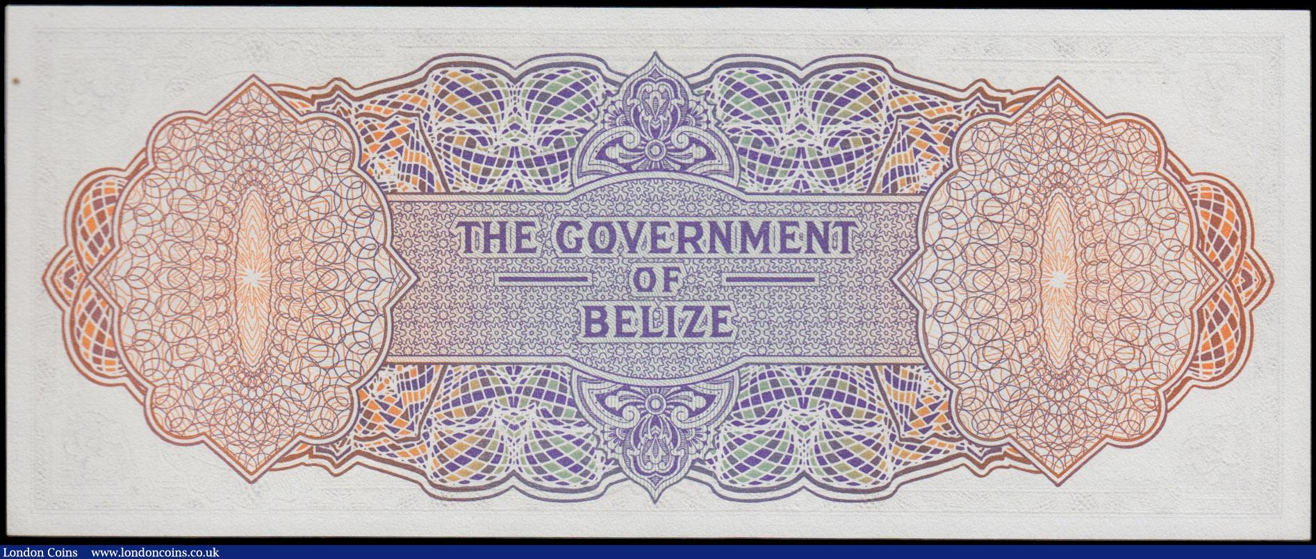 London Coins : A162 : Lot 209 : Belize 2 Dollars dated 1st June 1975 series B/1 184263, portrait of Queen Elizabeth II at right, (Pi...