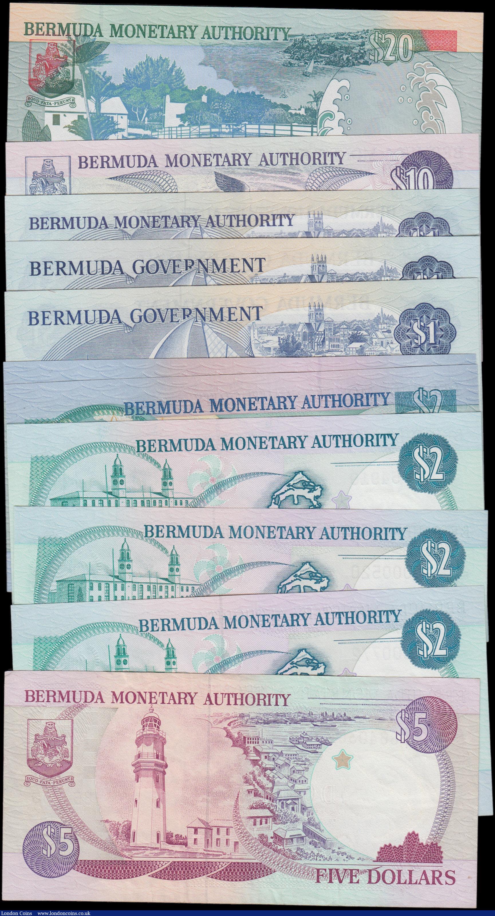 London Coins : A162 : Lot 211 : Bermuda (12), 20 Dollars dated 2000 (Pick53a), 10 Dollars dated 1997 (Pick42c), 5 Dollars dated 1989...