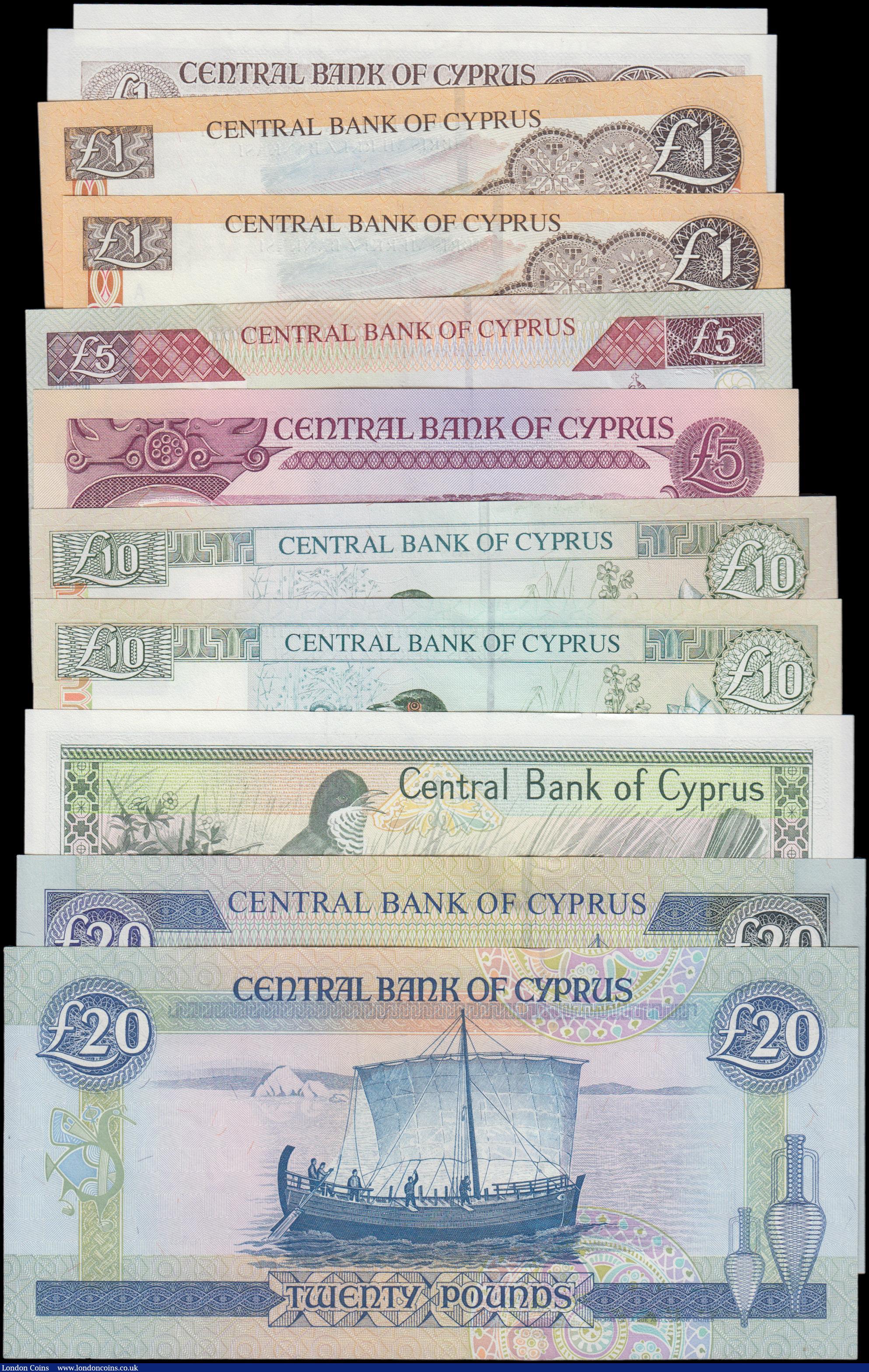 London Coins : A162 : Lot 234 : Cyprus (11), 20 Pounds dated 1993 series G932771, (Pick56b), 20 Pounds dated 2001 series V458942, (P...