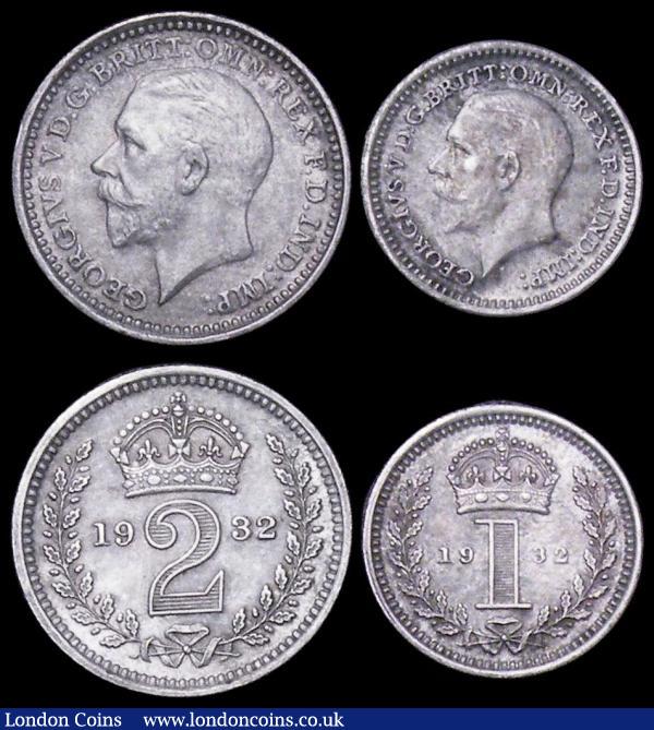 Maundy Set 1932 ESC 2549, Bull 3993 GEF to UNC with matching grey tone, the Fourpence with a few small spots, many of the later George V sets now becoming hard to find, Historical Note - 1932 was the first time in about 250 years that the Maundy Money was personally distributed by the reigning monarch : English Coins : Auction 162 : Lot 3014