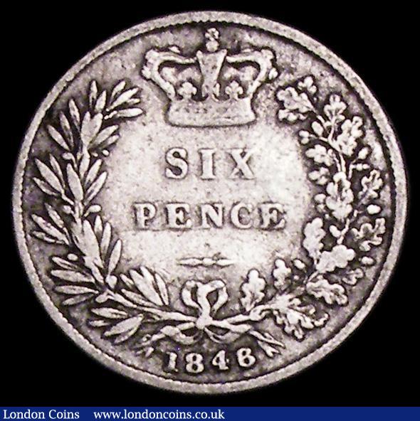 Sixpence 1848 8 over 6 ESC 1693A, Bull 3183, VG with all the major details and overdate very clear, Rare in all grades : English Coins : Auction 162 : Lot 3046