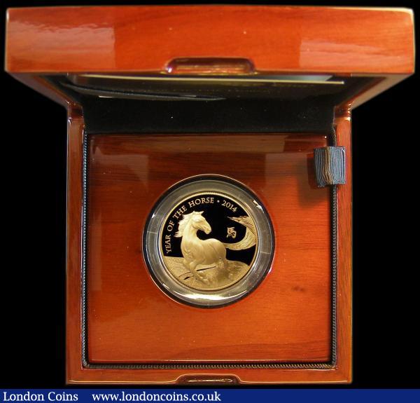 One Hundred Pounds 2014 - Year of the Horse Gold Proof in the Royal Mint box of issue with certificates 31.21 grams of pure 999.9 gold and with an issue limit of just 888, cost £1,950 when issued : English Cased : Auction 162 : Lot 495