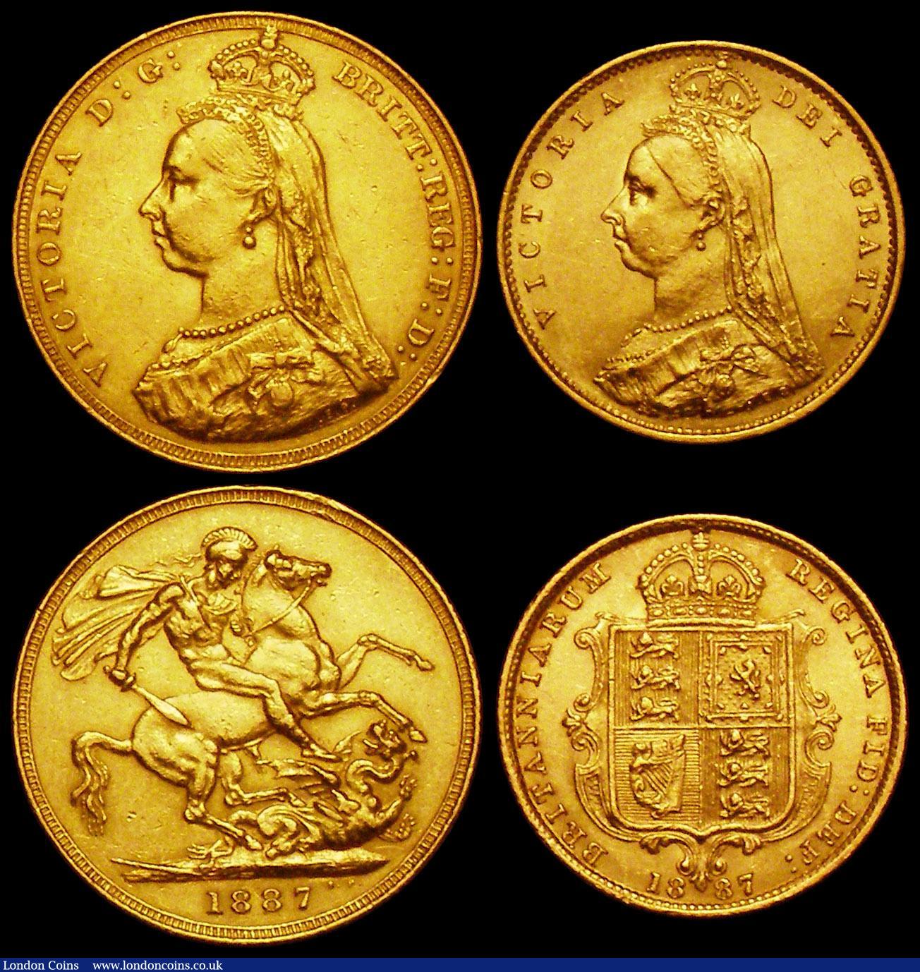 London Coins : A162 : Lot 549 : Queen Victoria Golden Jubilee Set 1887 a 4-coin set in gold comprising Five Pounds 1887 lustrous A/U...
