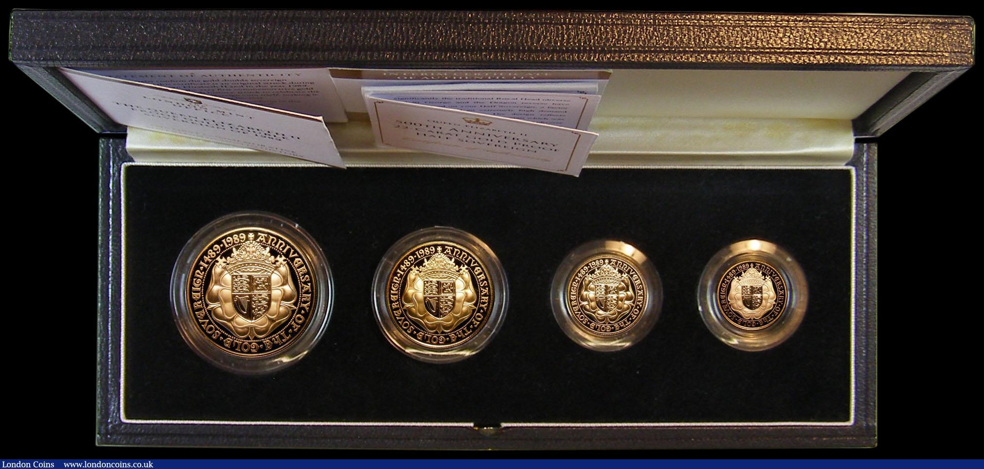 London Coins : A162 : Lot 679 : United Kingdom 1989 Gold Proof Four Coin Sovereign Collection, 500th Anniversary of the First Gold S...