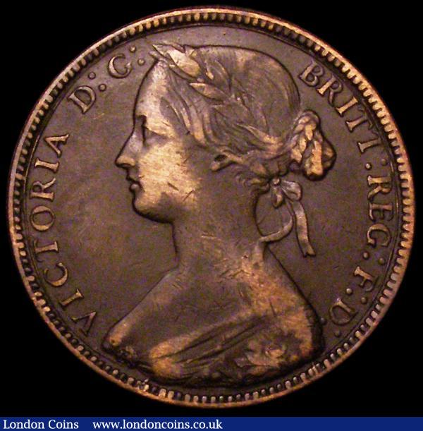 Penny 1860 as Freeman 10 Toothed Border dies 2+D but with N over sideways N in ONE Satin 11 a well-known variety, Fine, toned, Rare : English Coins : Auction 162 : Lot 3028