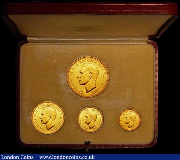 Proof Set 1937 the 4-coin set in gold, Five Pounds, Two Pounds, Sovereign and Half Sovereign, UNC with some hairlines and edge knocks, in the Royal Mint box of issue with Westminster certificate : English Cased : Auction 163 : Lot 1765