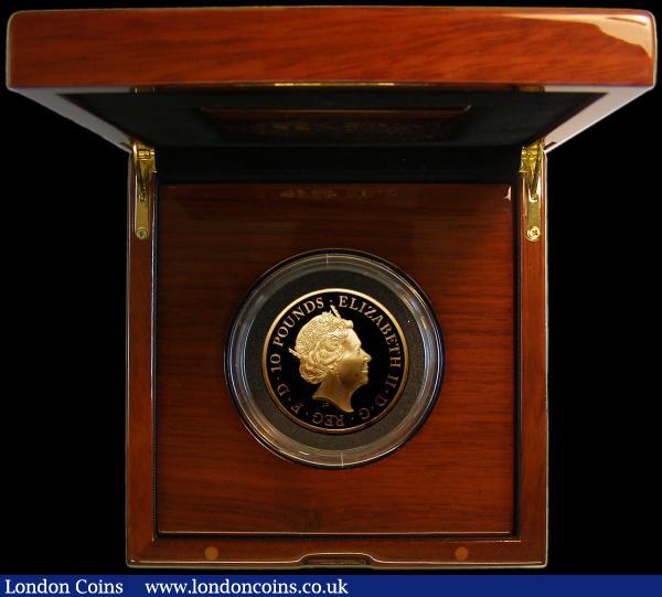 Ten Pounds 2017 SHINE THROUGH THE AGES Five Ounce Gold Proof (.999 Fine Gold) issue The Sapphire Jubilee of Her Majesty The Queen FDC (small brown oxidisation spot obverse rim) in The Royal Mint's presentation box with certificate 068 of 120. Royal Mint issue price £8,250 : English Cased : Auction 163 : Lot 1858