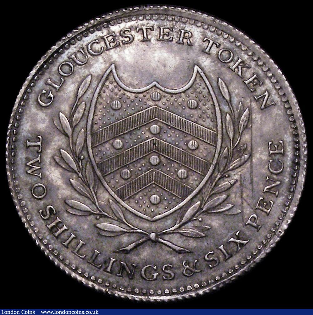 London Coins : A163 : Lot 13 : Halfcrown 19th Century Gloucestershire- Gloucester undated Davis 4, NEF with attractive old tone, th...