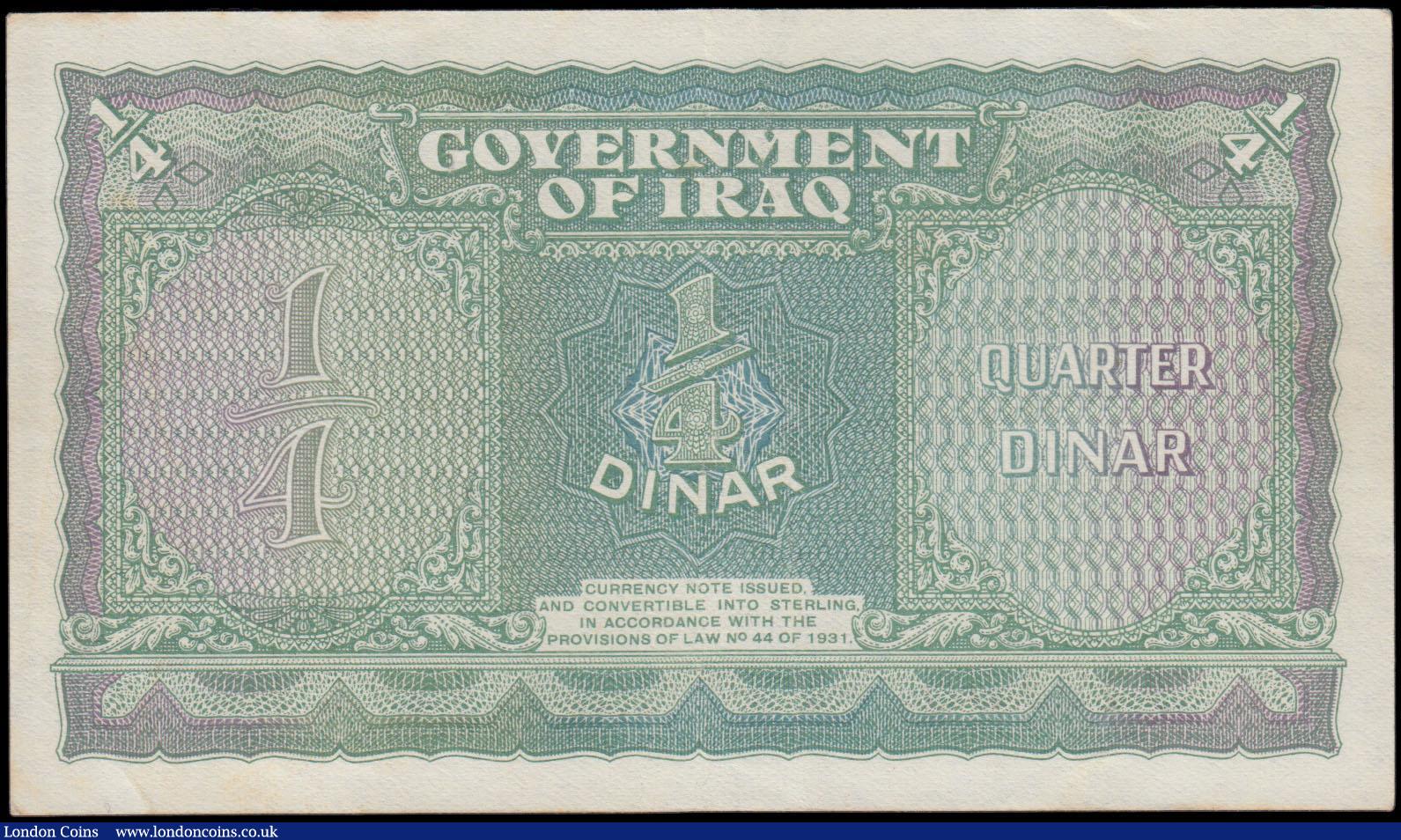 London Coins : A163 : Lot 1490 : Iraq 1/4 Dinar Law 1931 (issued 1941), King Faisal as child at right ("Babyface"), scarce ...