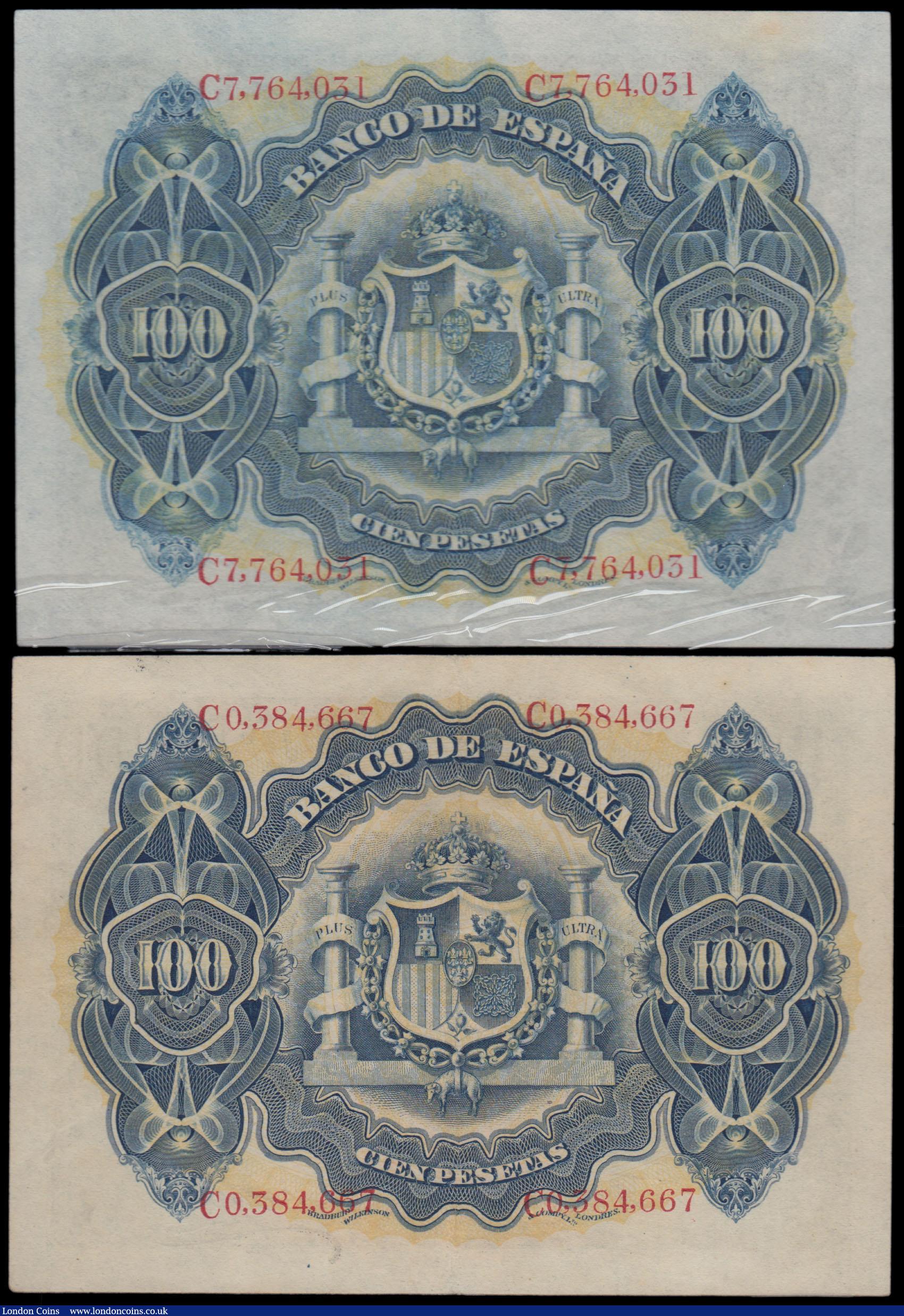 London Coins : A163 : Lot 1583 : Spain 100 Pesetas (2) dated 30th June 1906 series C0,384,667, and series C7,764,031, (Pick59a), both...