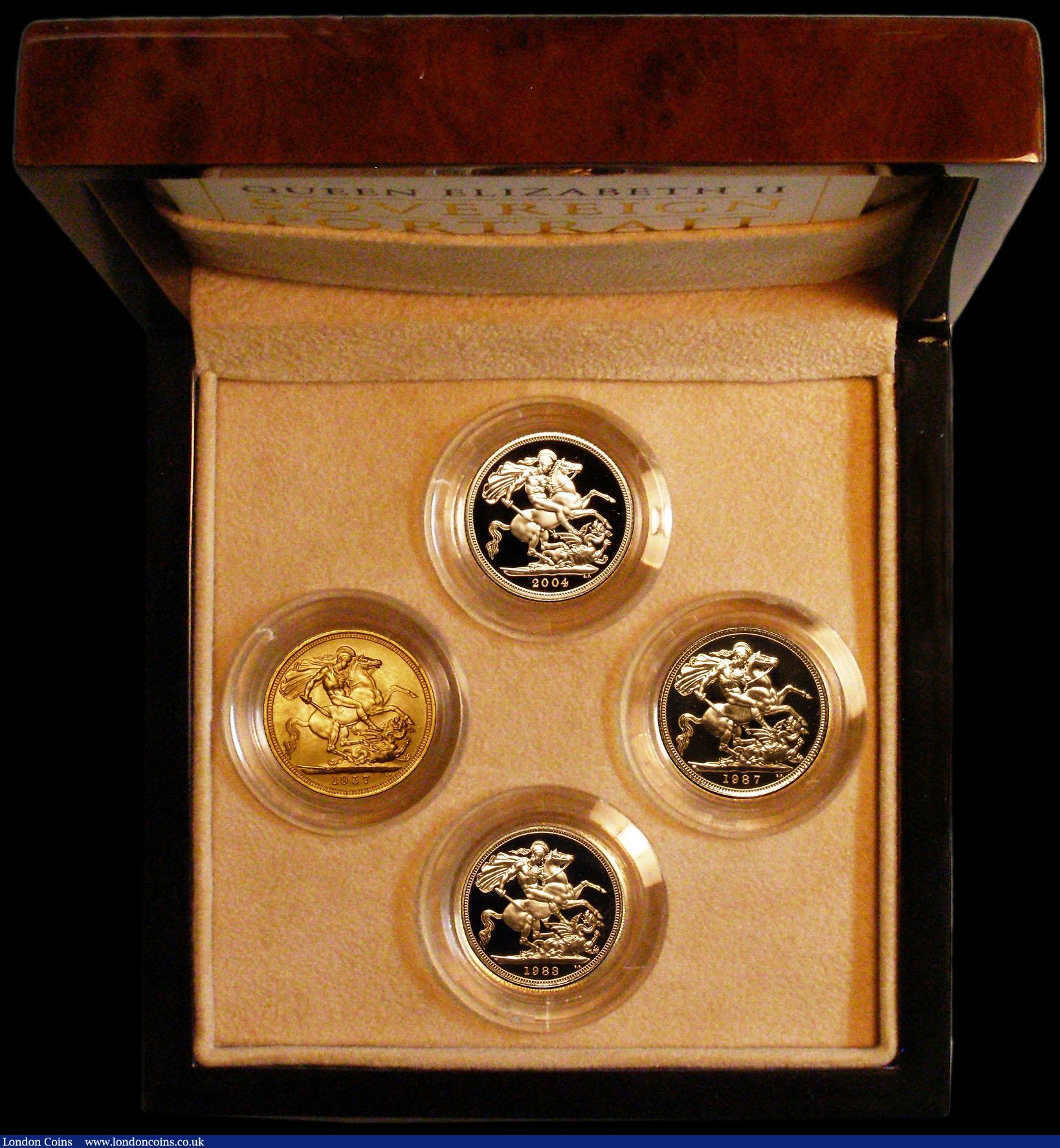 London Coins : A163 : Lot 1880 : The Queen Elizabeth II Sovereign Portrait Collection a 4-coin set comprising Sovereigns (4) 1957 Mar...