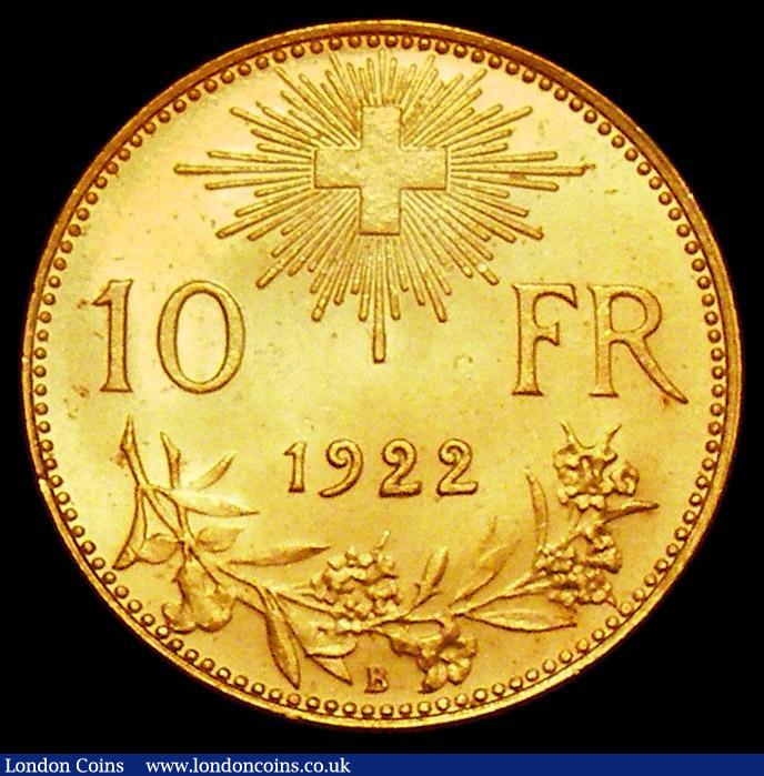London Coins : A163 : Lot 2551 : Switzerland 10 Francs 1922B KM#40a.4 Lustrous UNC