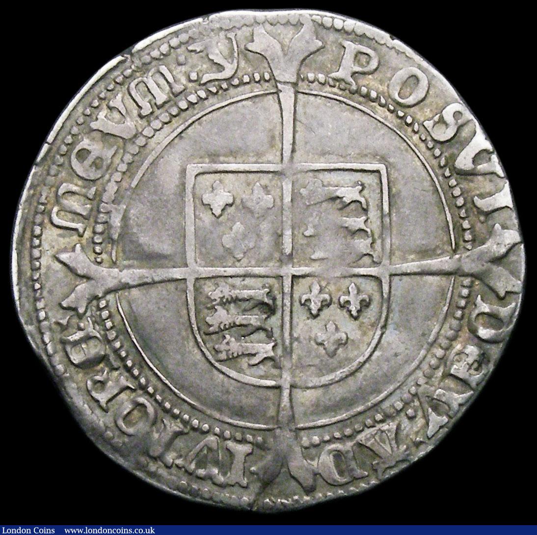 London Coins : A163 : Lot 351 : Sixpence Edward VI Fine Silver issue S.2483 mintmark y NVF lightly creased with touches of underlyin...